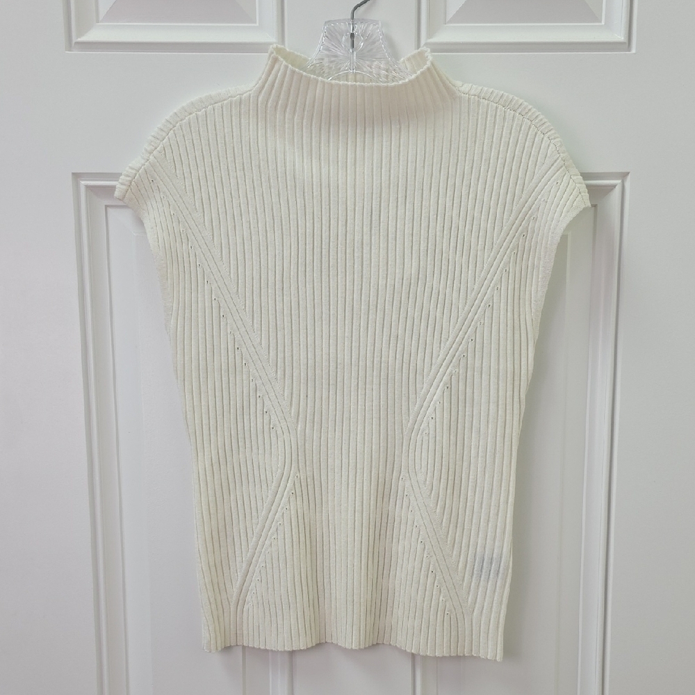 Iris Setlakwe Off-White Ribbed Knit Top.  Size Petite Small. NWT